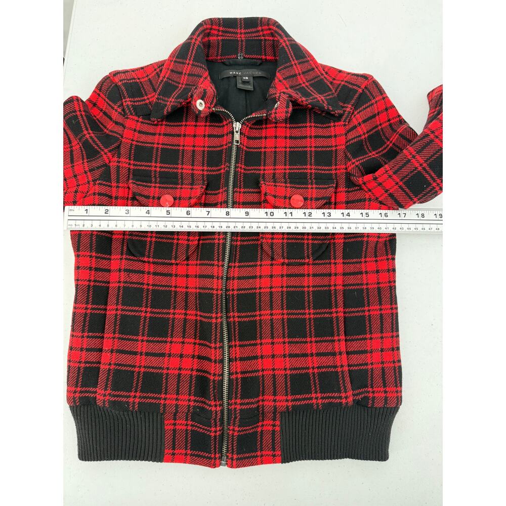 Marc Jacobs Women's Wool Zippered Jacket Buffalo Plaid Red Size XS Y2K Vintage - Picture 14 of 14